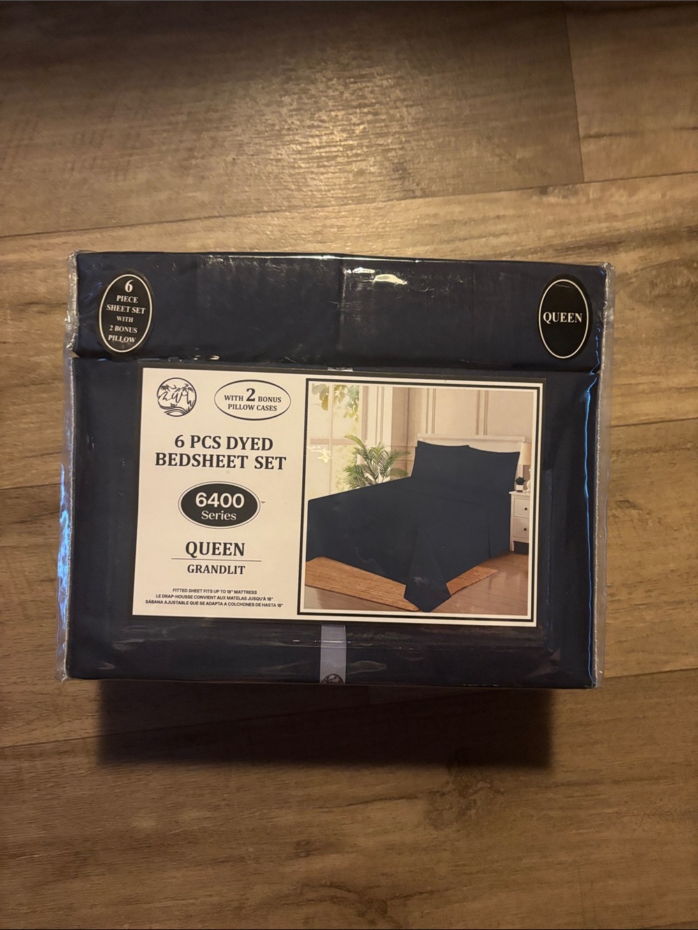 6-Piece Dyed Bedsheet Set in Navy (Queen)